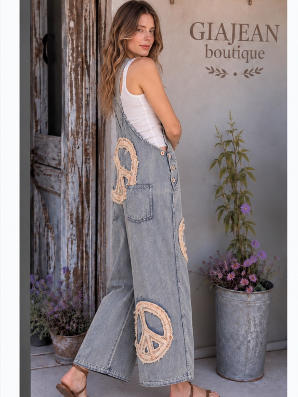 ❤️ BLUE VELVET “ CHLOE “ BLUE VELVET PEACE PATCHWORK OVERALL ROMPER 30 - Picture 3 of 5